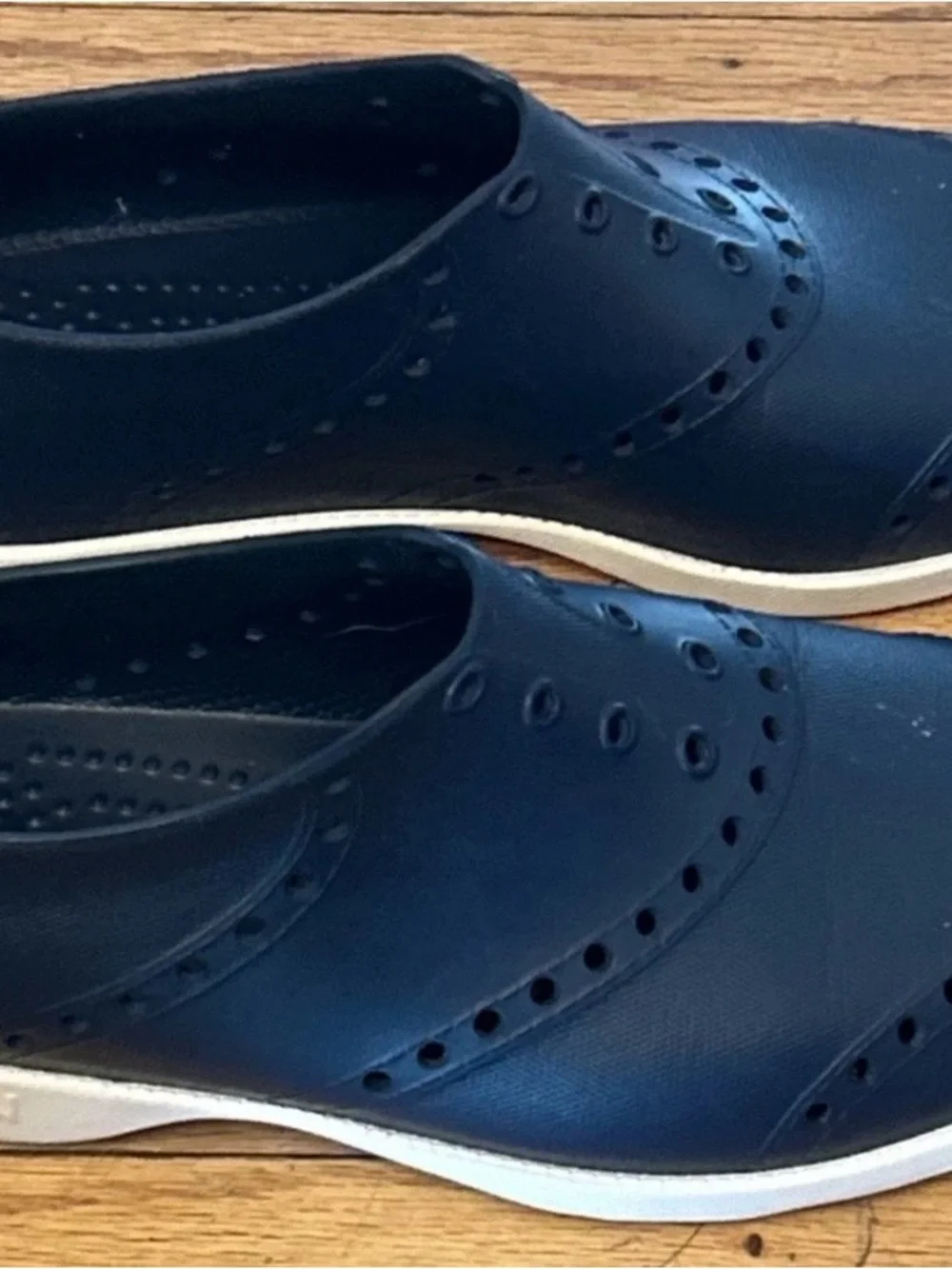 BIION Oxford Spikeless Golf Shoes Men 5 Women 7 Navy Blue White Slip On Wingtip